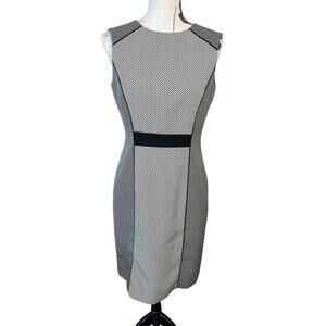 Tahari Sleeveless Dress Geometric Size 6 Lined Black Tan Business Casual
